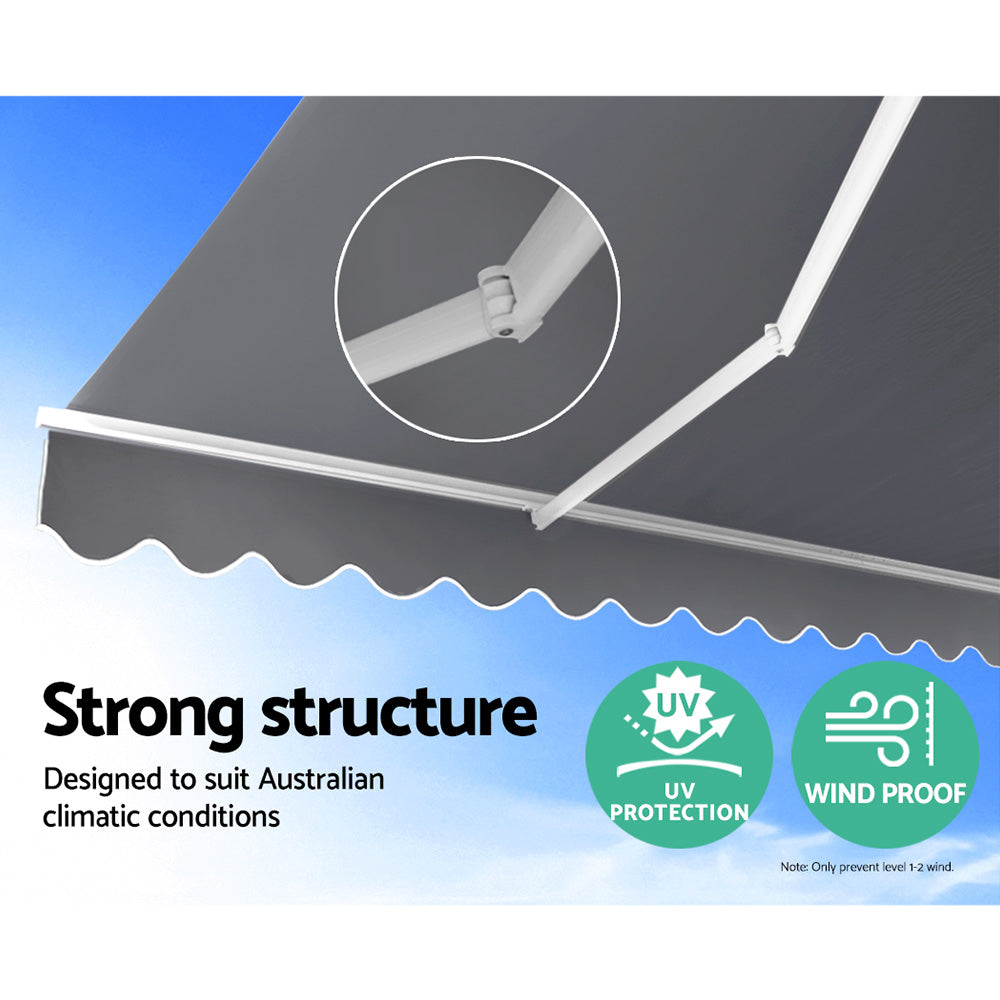 Marlook Retractable Folding Arm Awning Motorised Sunshade 4Mx2.5M Pearl Grey