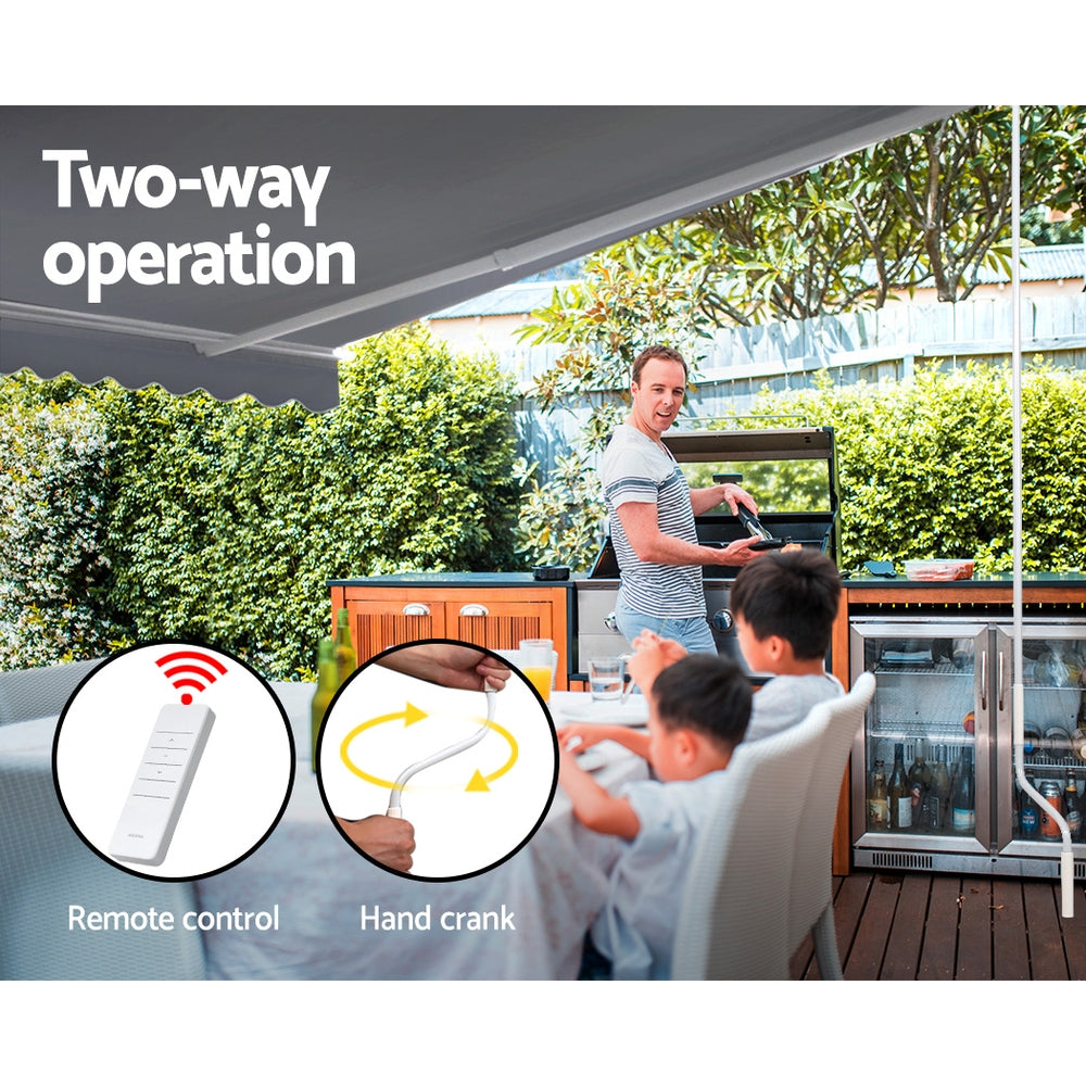 Marlook Retractable Folding Arm Awning Motorised Sunshade 4Mx2.5M Pearl Grey