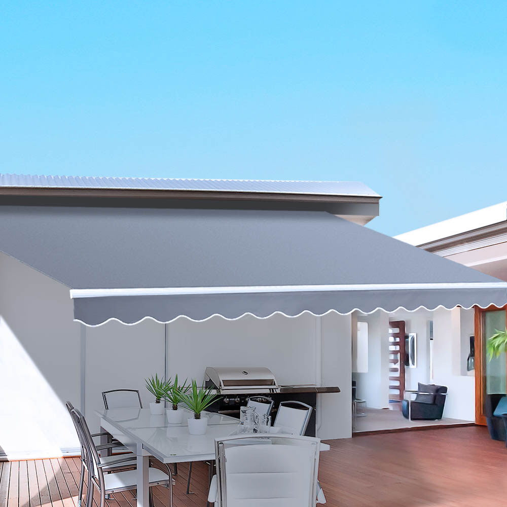 Marlook Retractable Folding Arm Awning Motorised Sunshade 4Mx2.5M Pearl Grey