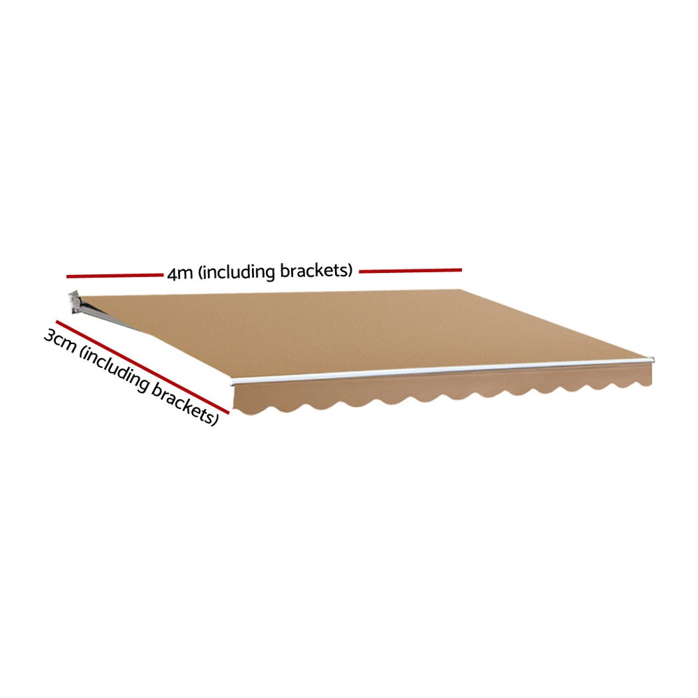Marlook Retractable Folding Arm Awning Motorised Sunshade 4Mx3M Beige