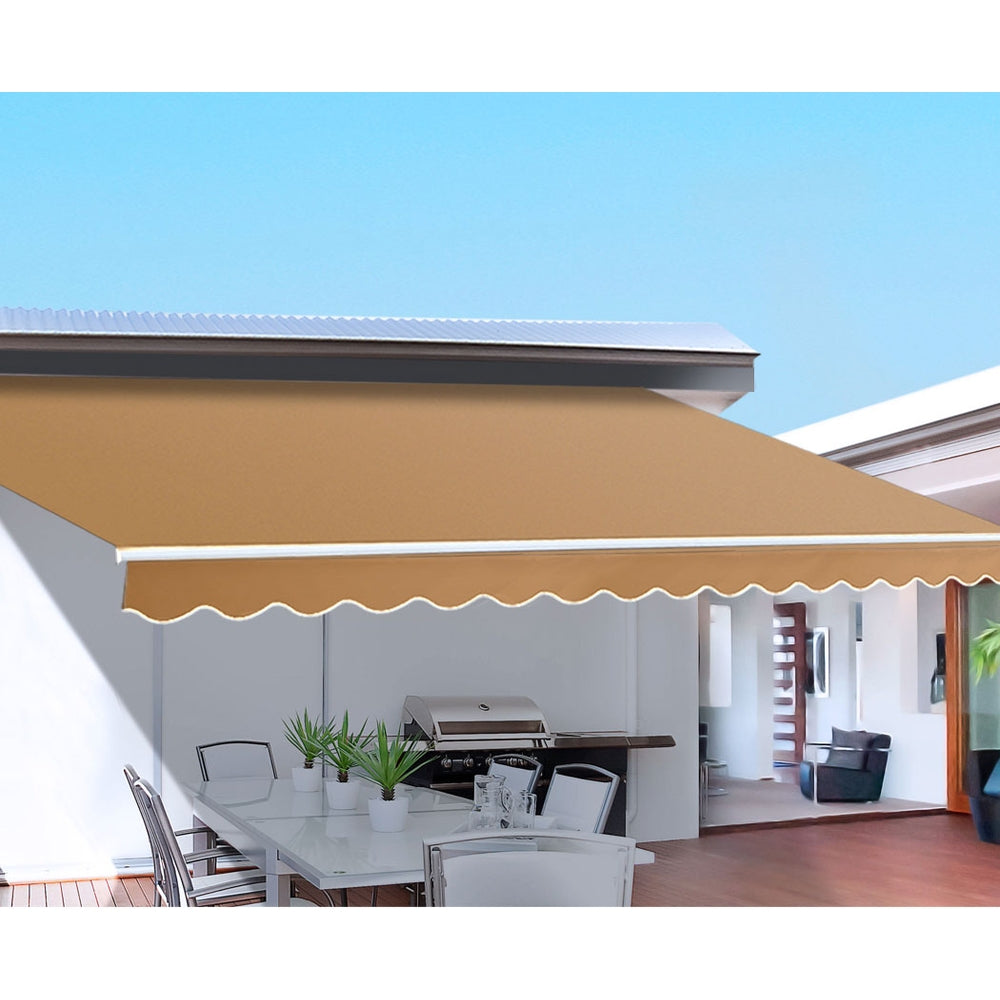 Marlook Retractable Folding Arm Awning Motorised Sunshade 4Mx3M Beige