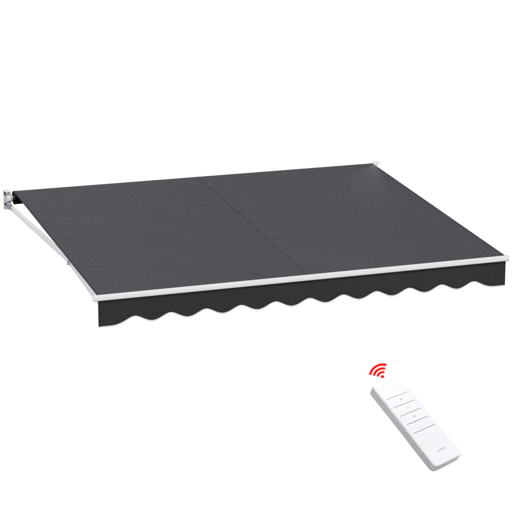 Marlook Retractable Folding Arm Awning Motorised Sunshade 4Mx3M Grey