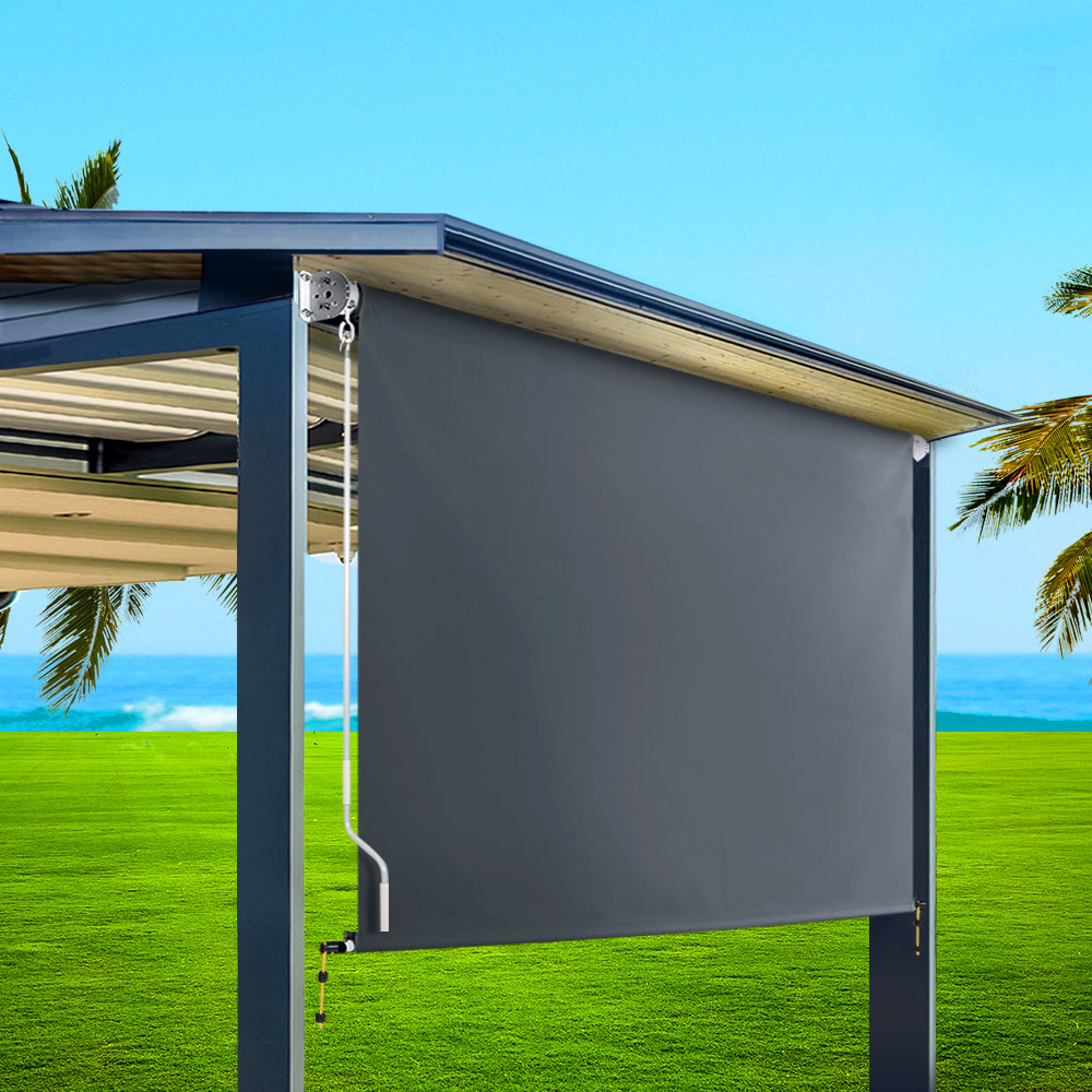 Marlook Outdoor Blinds Blackout Roll Down Awning Window Shade 1.5X2.5M Grey