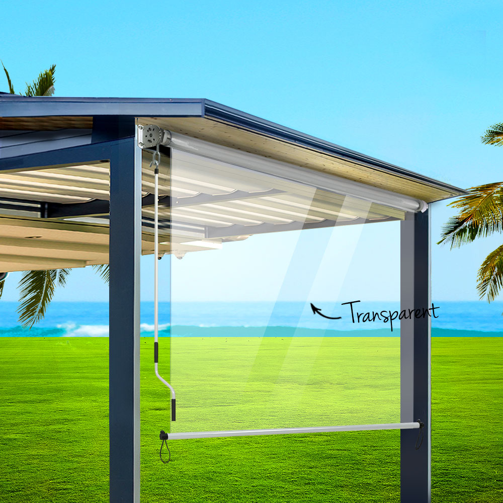 Marlook Outdoor Blinds Transparent Roll Down Awning Window Shade 1.5X2.4M
