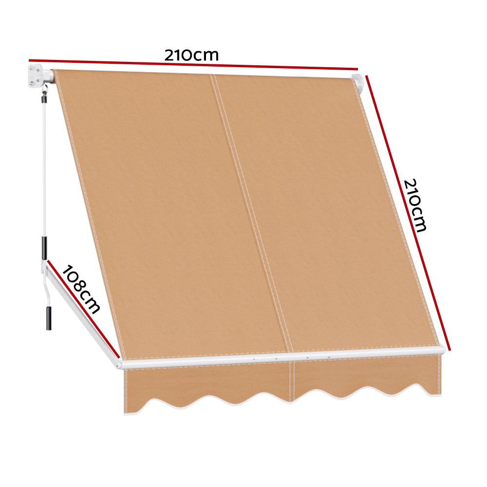 Marlook Window Fixed Pivot Arm Awning Outdoor Retractable Canopy 2.1X2.1M Beige