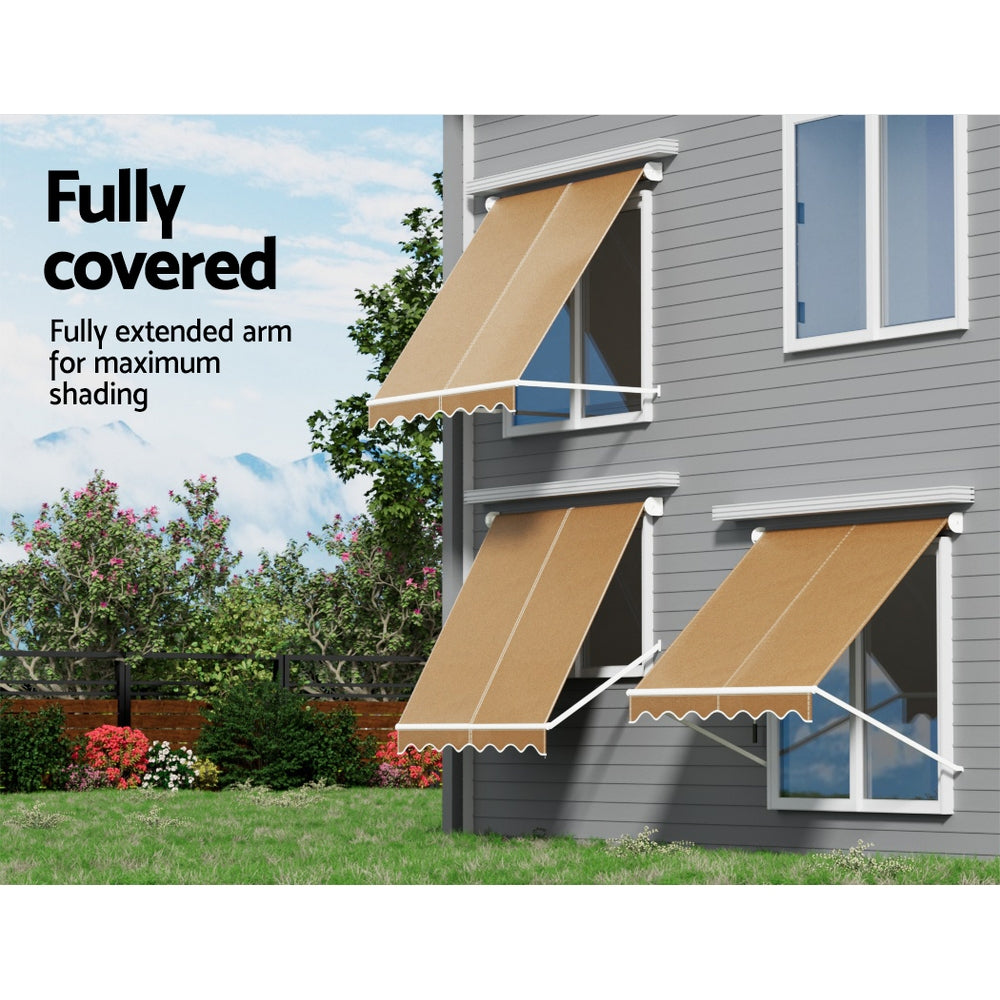Marlook Window Fixed Pivot Arm Awning Outdoor Retractable Canopy 2.1X2.1M Beige