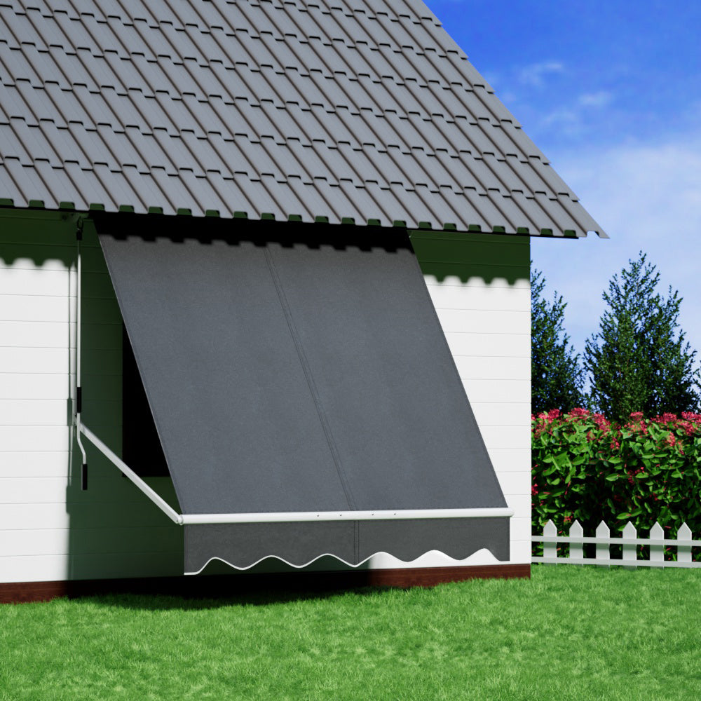 Marlook Retractable Fixed Pivot Arm Window Awning Outdoor Blinds 2.1X2.1M Grey