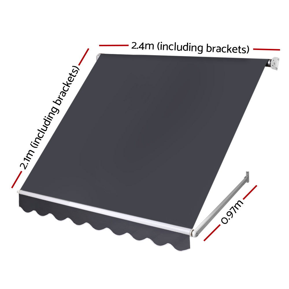Marlook Window Fixed Pivot Arm Awning Outdoor Blinds Retractable Patio 2.4X2.1M