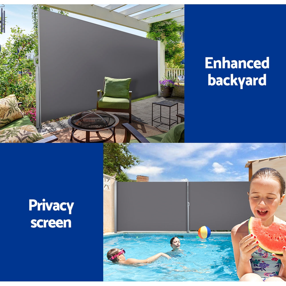 Marlook Side Awning Sun Shade Outdoor Blinds Retractable Screen 1.4X3M GR