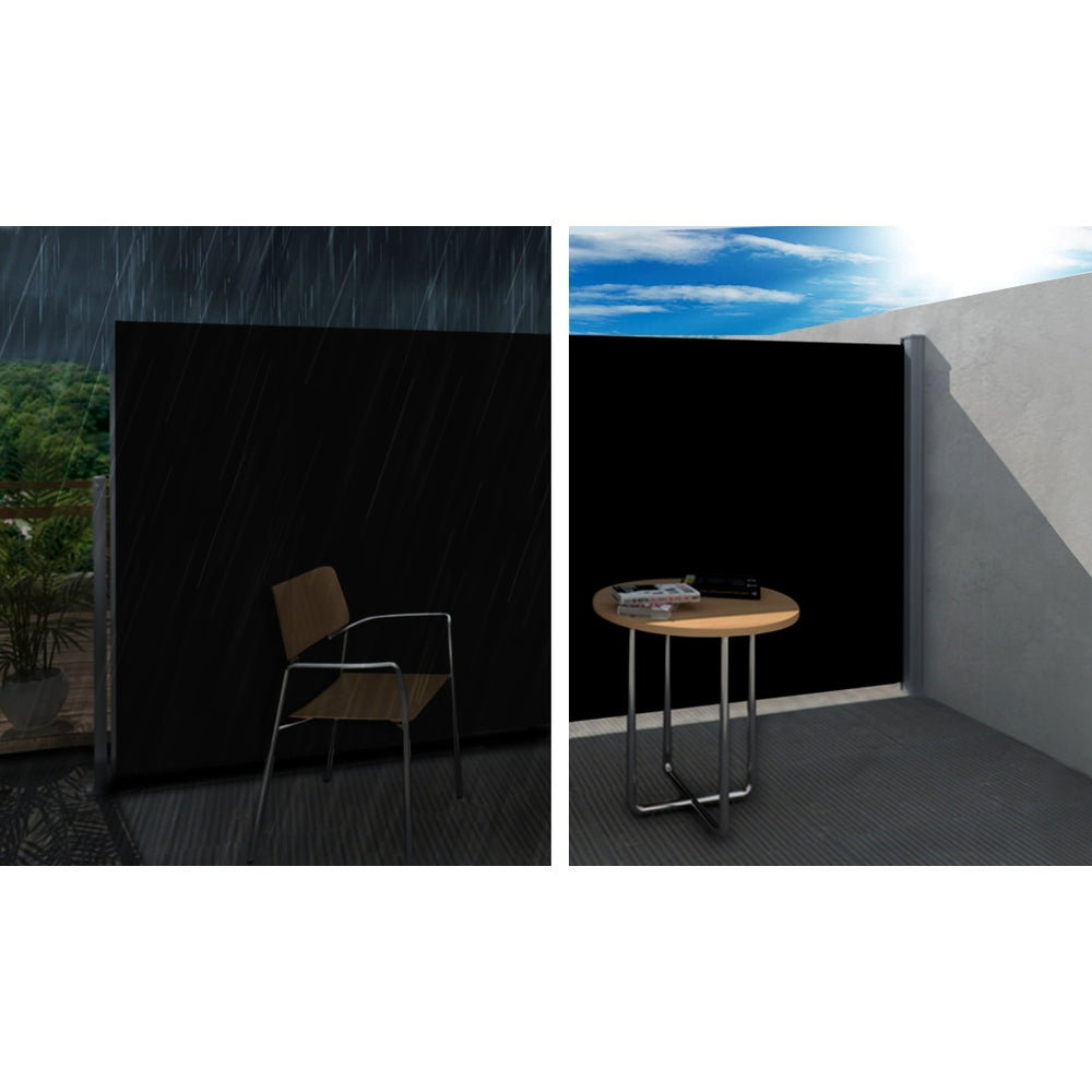 Marlook Side Awning Sun Shade Outdoor Retractable Privacy Screen 2X3M Black X2