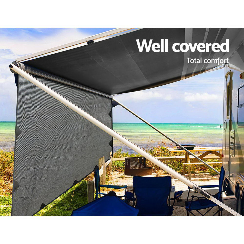 Marlook Privacy Screen Roll Out Awning 4.6x1.95M End Wall Side Sun Shade Grey