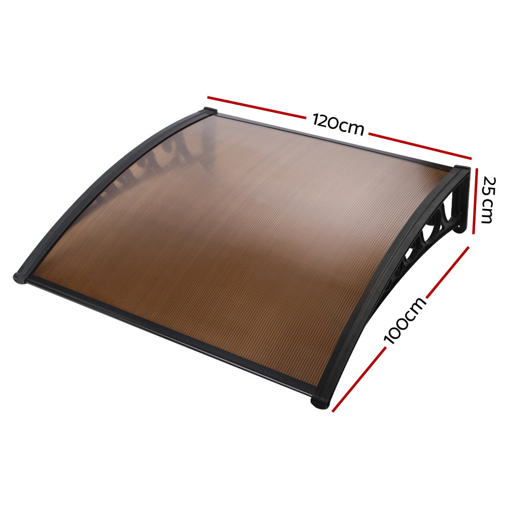 Marlook Window Door Awning 1mx1.2m Brown Hollow Sheet Plastic Frame