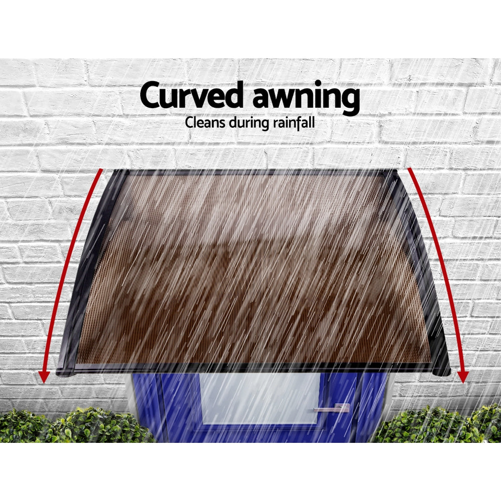 Marlook Window Door Awning 1mx1.2m Brown Hollow Sheet Plastic Frame