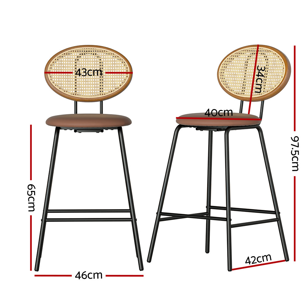 Marlook 2x Bar Stools PU Leather Stools Brown