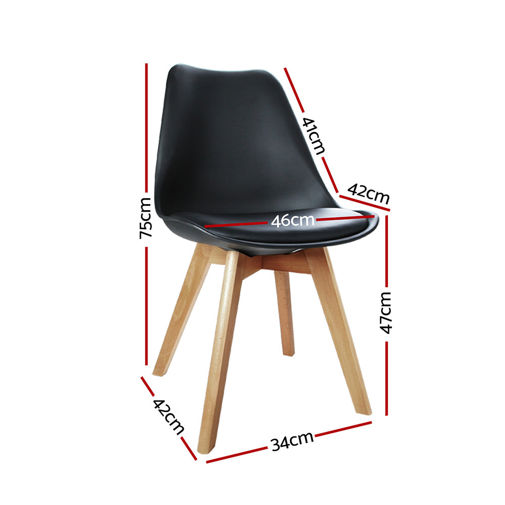 Marlook Dining Chairs Set of 4 Leather Plastic DSW Replica Wooden Black