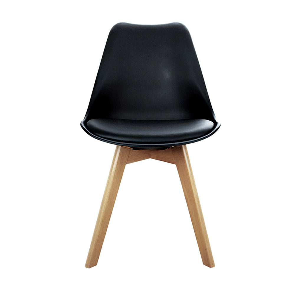 Marlook Dining Chairs Set of 4 Leather Plastic DSW Replica Wooden Black