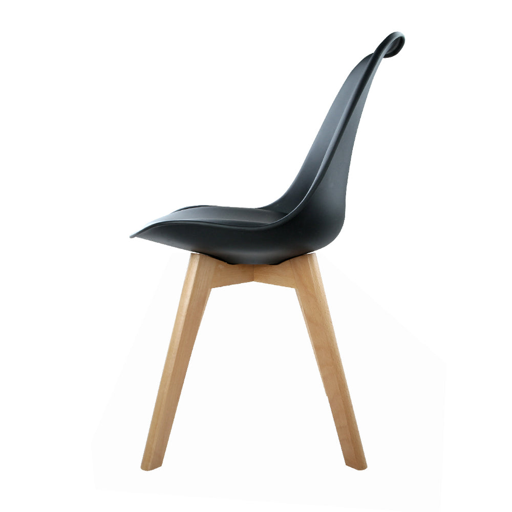 Marlook Dining Chairs Set of 4 Leather Plastic DSW Replica Wooden Black