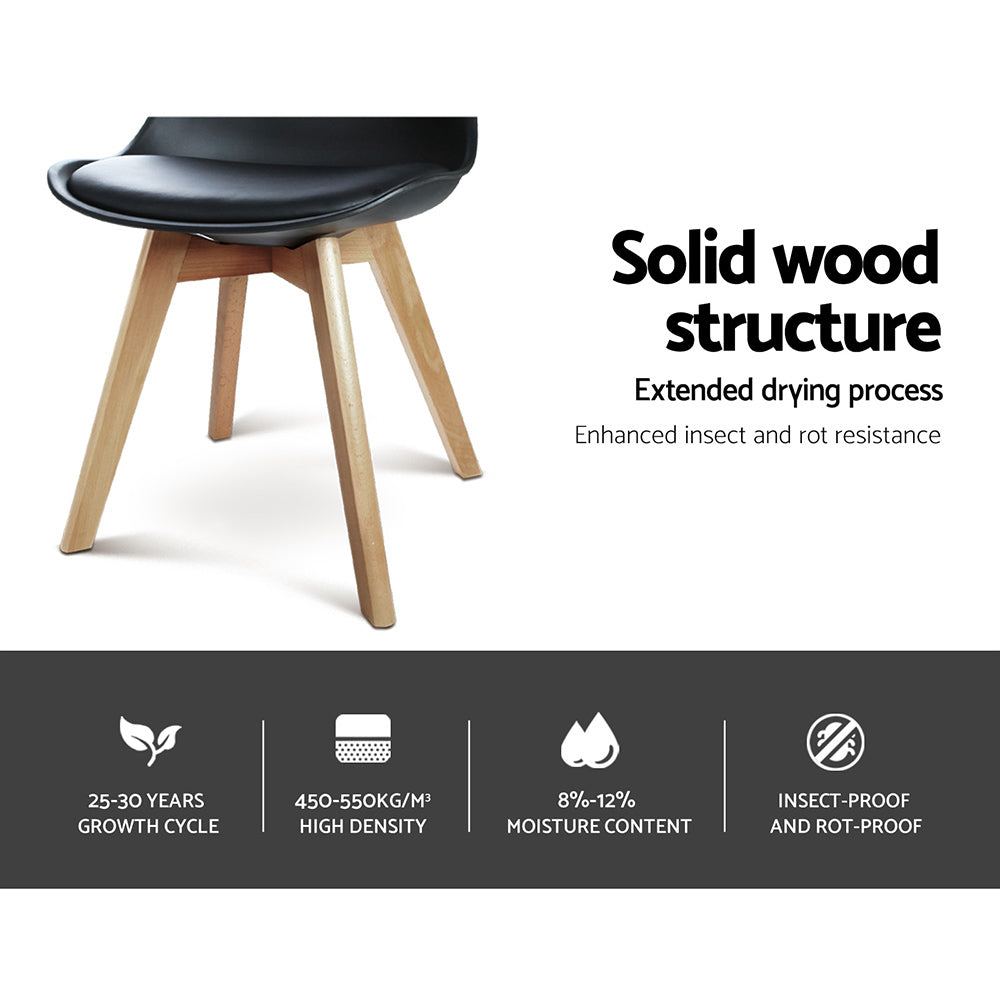 Marlook Dining Chairs Set of 4 Leather Plastic DSW Replica Wooden Black