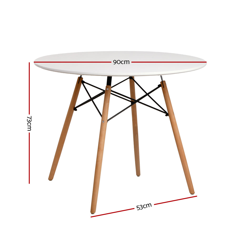Marlook Dining Table Round White 4 Seater 90CM
