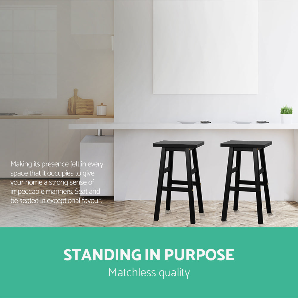 Marlook Bar Stools Kitchen Counter Stools Wooden Chairs Black x2