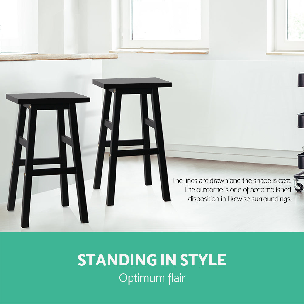 Marlook Bar Stools Kitchen Counter Stools Wooden Chairs Black x2