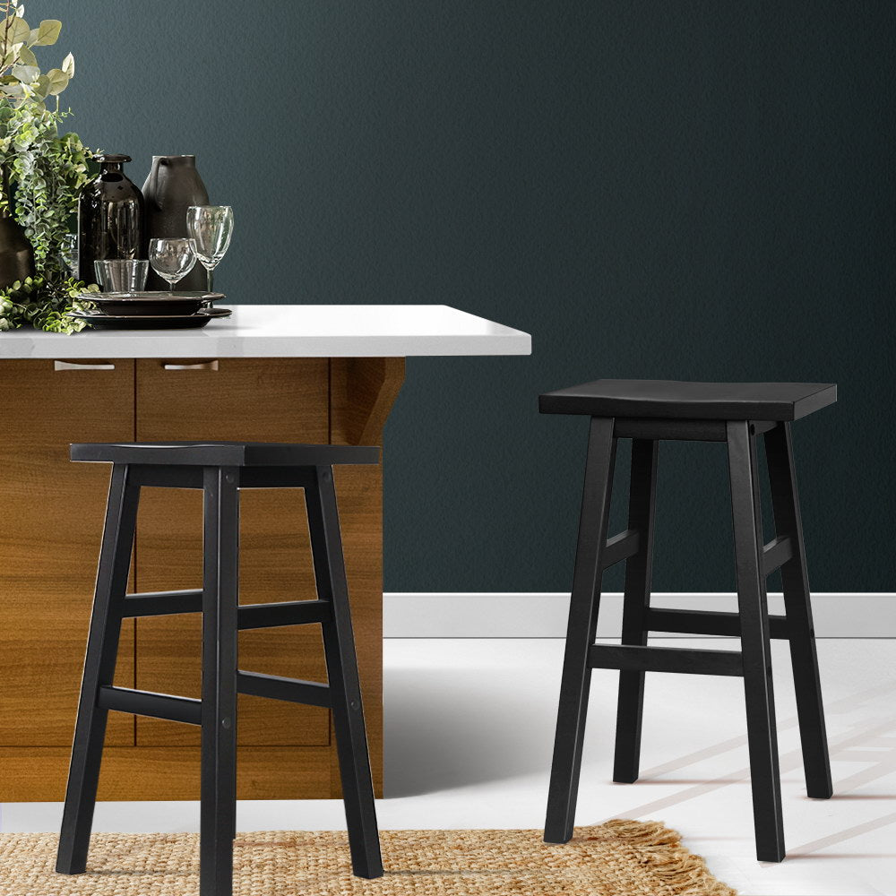 Marlook Bar Stools Kitchen Counter Stools Wooden Chairs Black x2