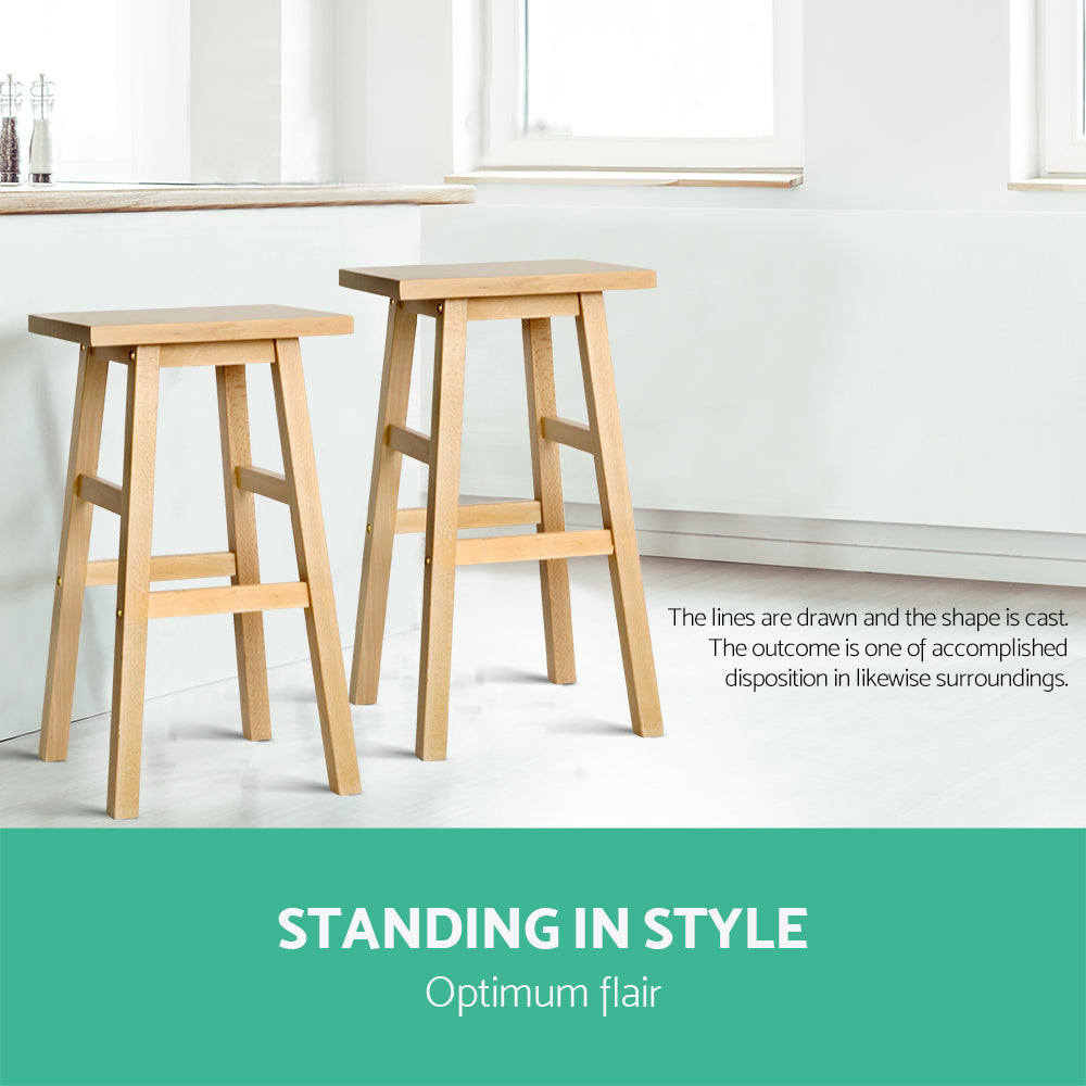 Marlook Bar Stools Kitchen Counter Stools Wooden Chairs Natural x2