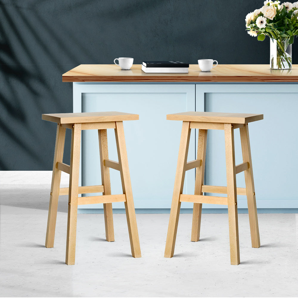 Marlook Bar Stools Kitchen Counter Stools Wooden Chairs Natural x2