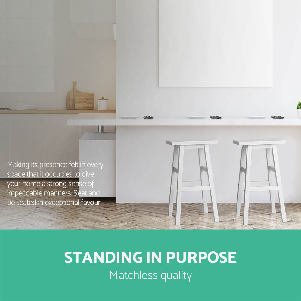 Marlook Bar Stools Kitchen Counter Stools Wooden Chairs White x2