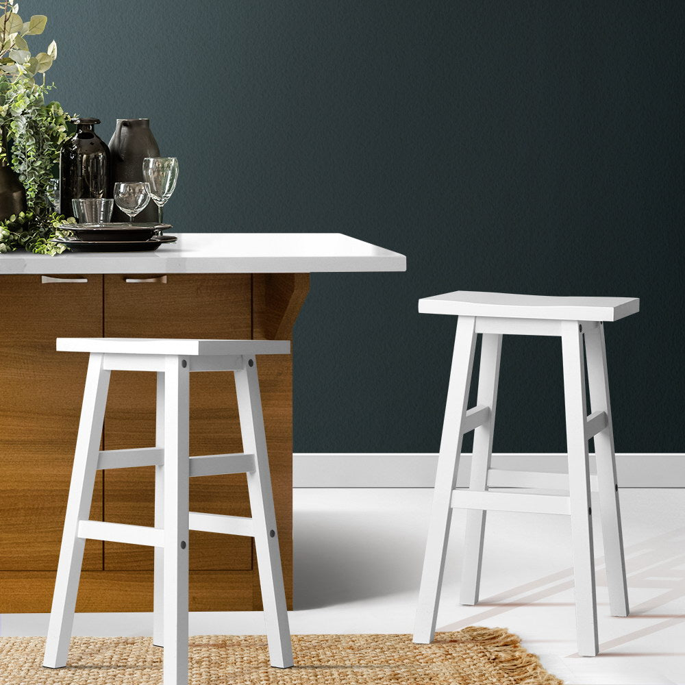 Marlook Bar Stools Kitchen Counter Stools Wooden Chairs White x2