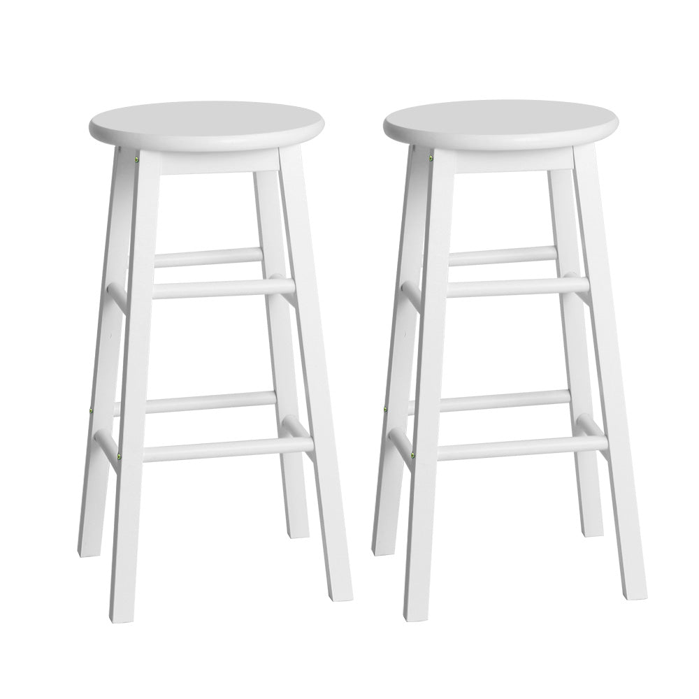 Marlook 2x Bar Stools Round Chairs Wooden White