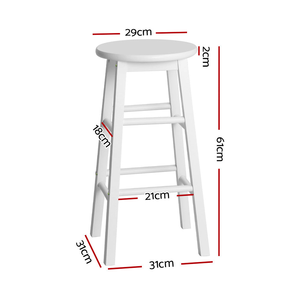 Marlook 2x Bar Stools Round Chairs Wooden White