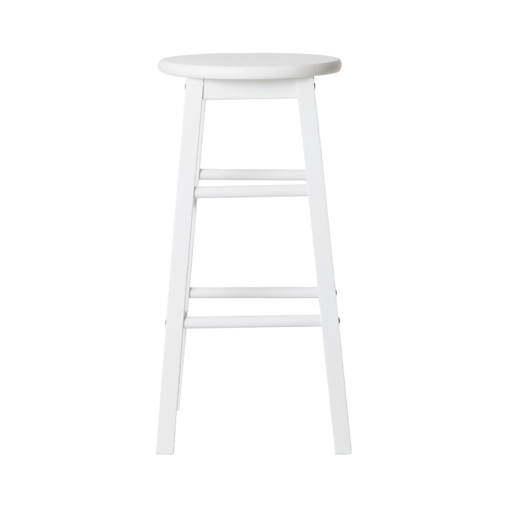 Marlook 2x Bar Stools Round Chairs Wooden White
