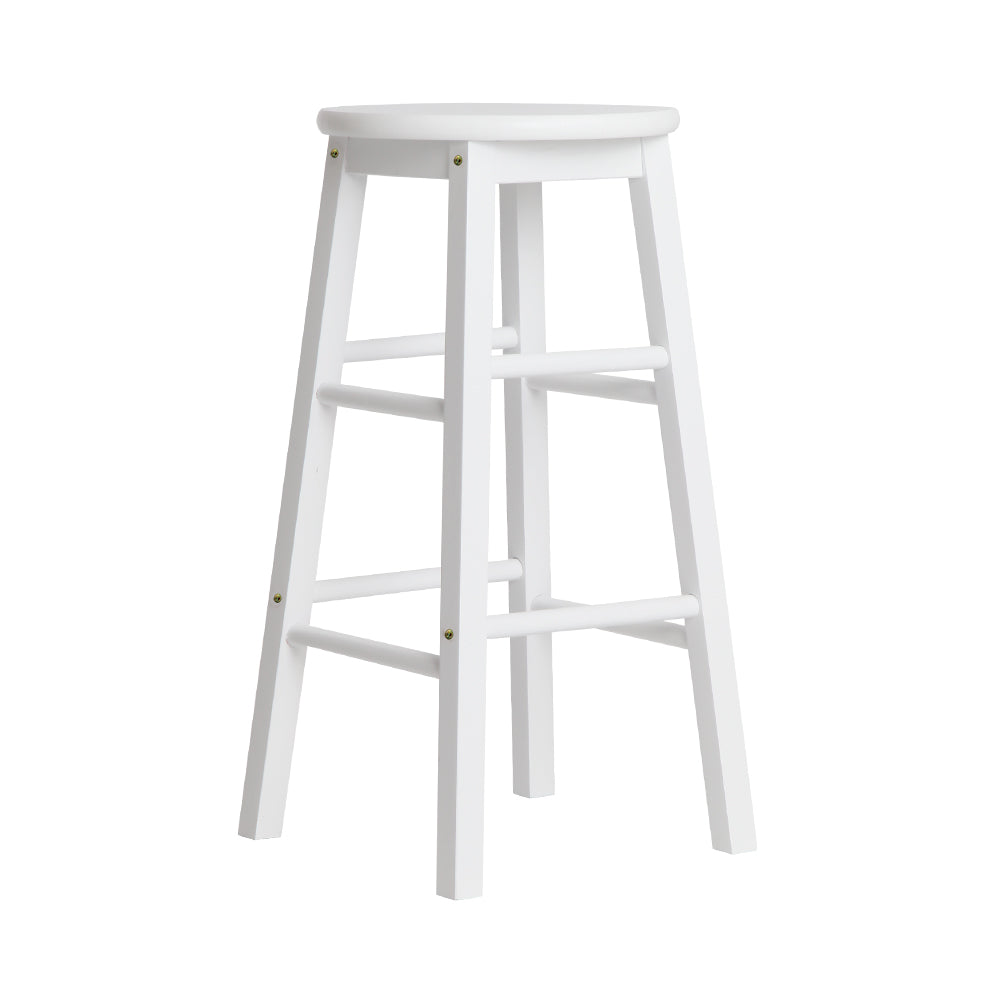 Marlook 2x Bar Stools Round Chairs Wooden White