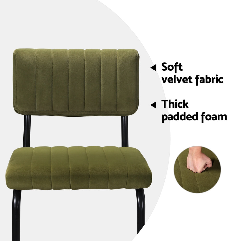 Marlook 2x Bar Stools Velvet Chairs Green