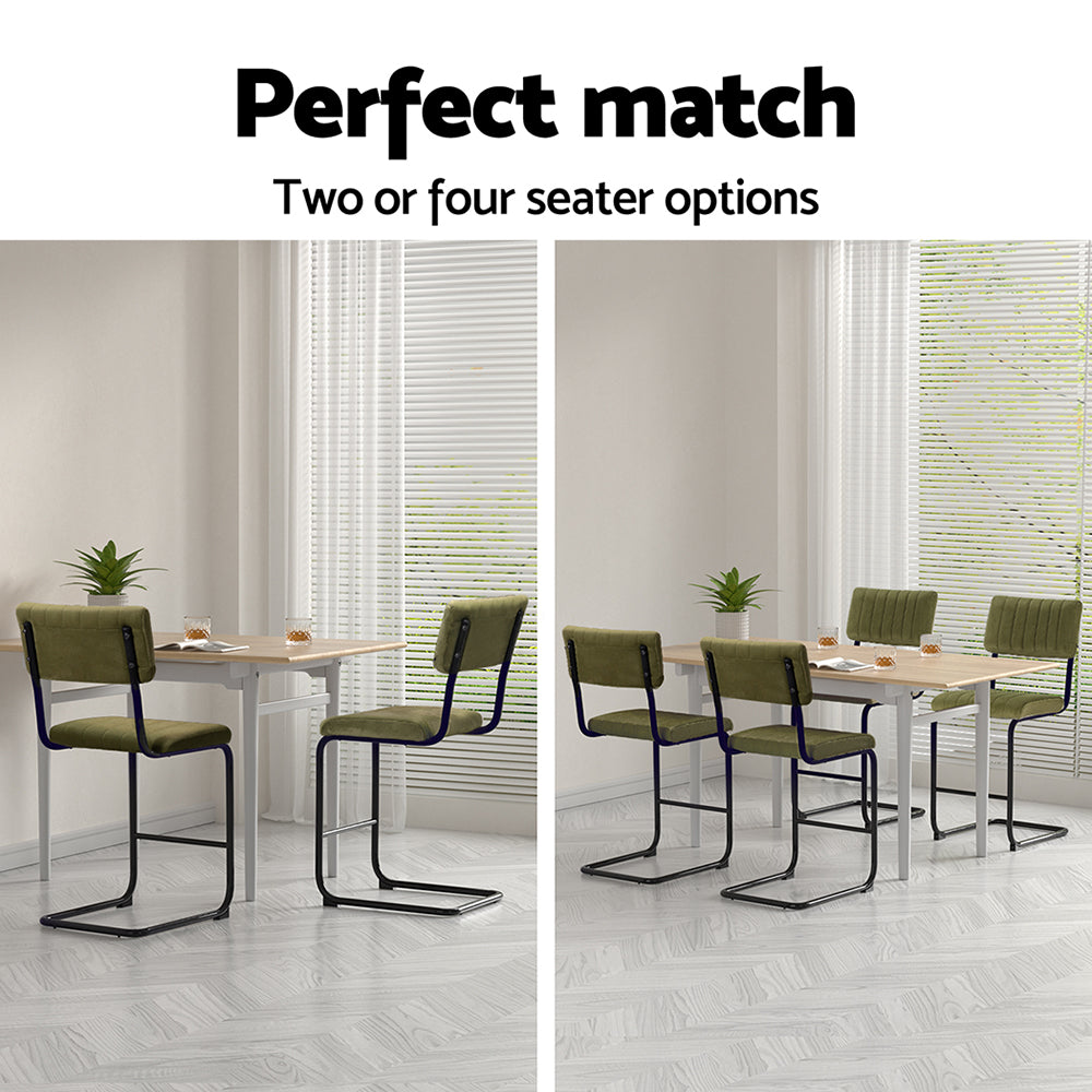 Marlook 2x Bar Stools Velvet Chairs Green