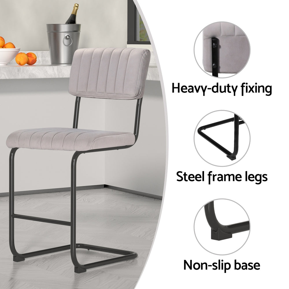 Marlook 2x Bar Stools Velvet Chairs