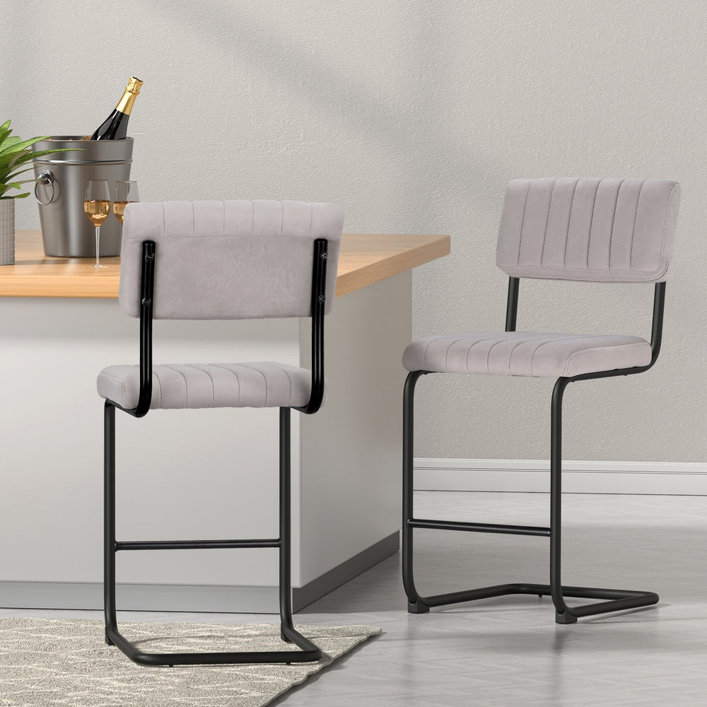 Marlook 2x Bar Stools Velvet Chairs