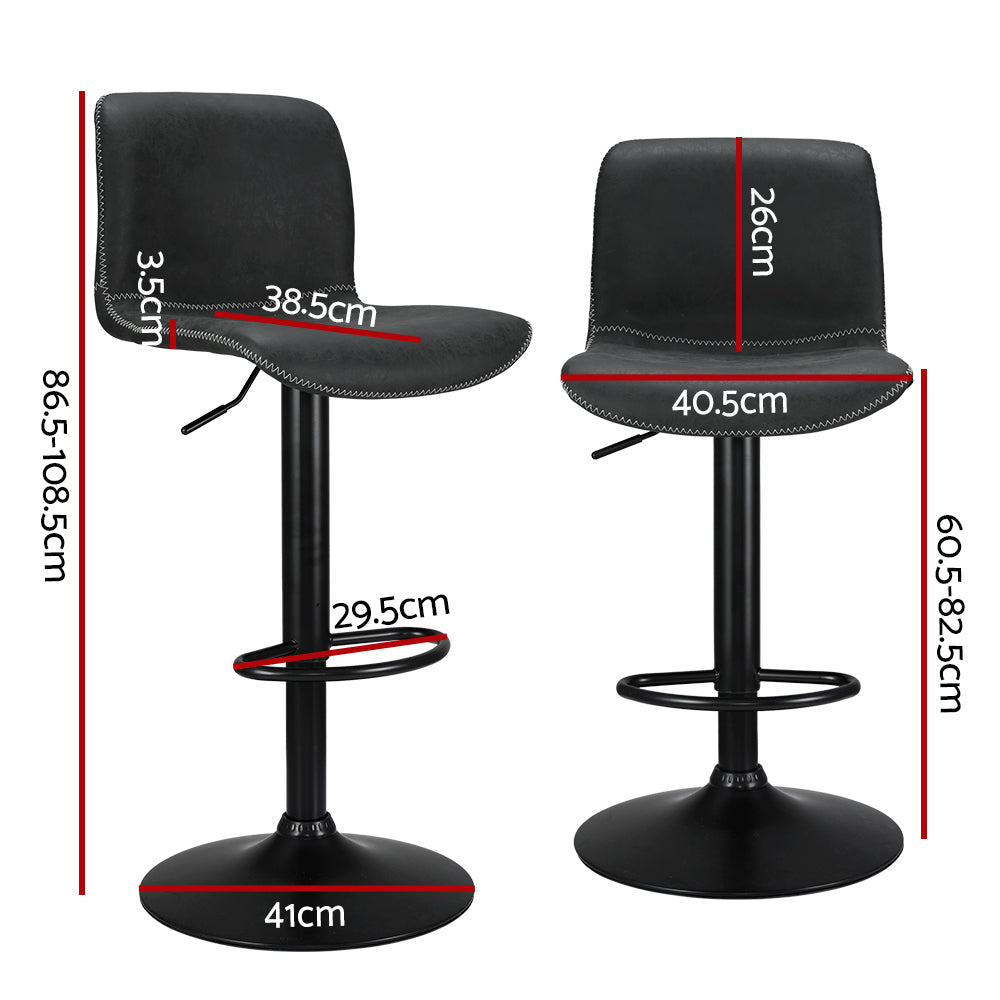 Marlook 2x Bar Stools Kitchen Swivel Bar Stool Gas Lift Chairs Barstools Black