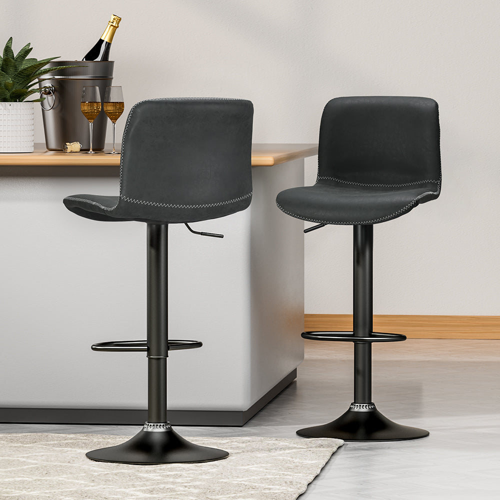 Marlook 2x Bar Stools Kitchen Swivel Bar Stool Gas Lift Chairs Barstools Black
