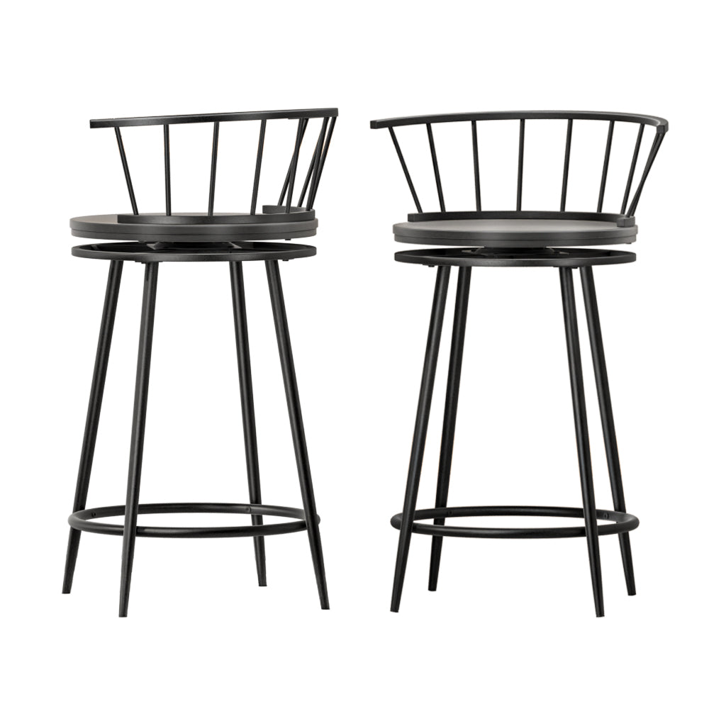 Marlook 2x Bar Stools Swivel Metal Chairs