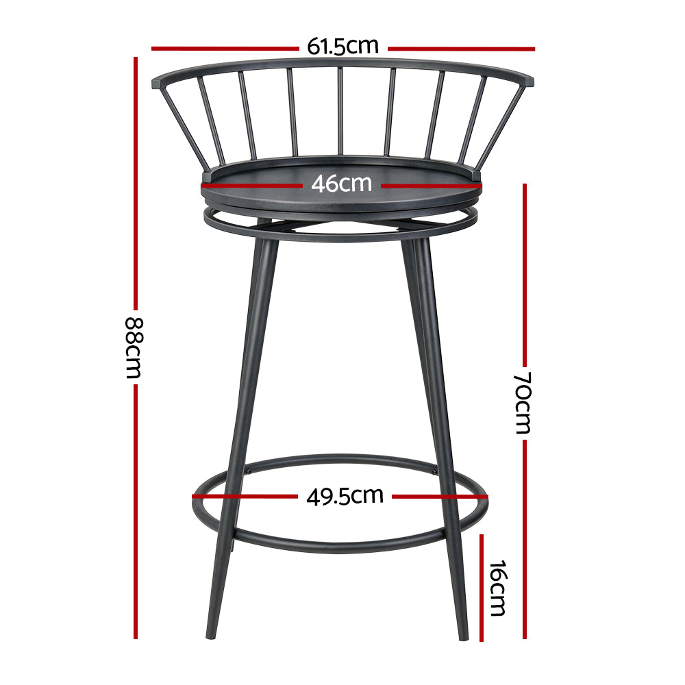 Marlook 2x Bar Stools Swivel Metal Chairs