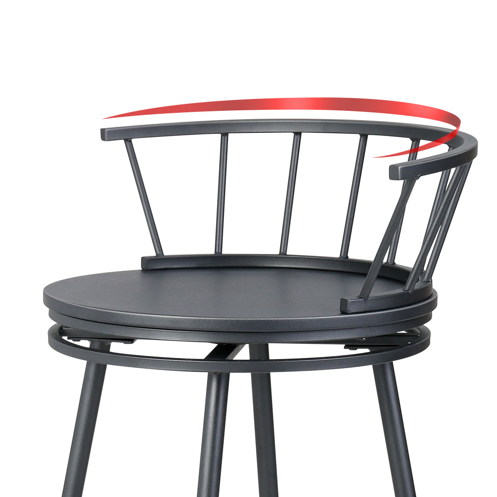 Marlook 2x Bar Stools Swivel Metal Chairs