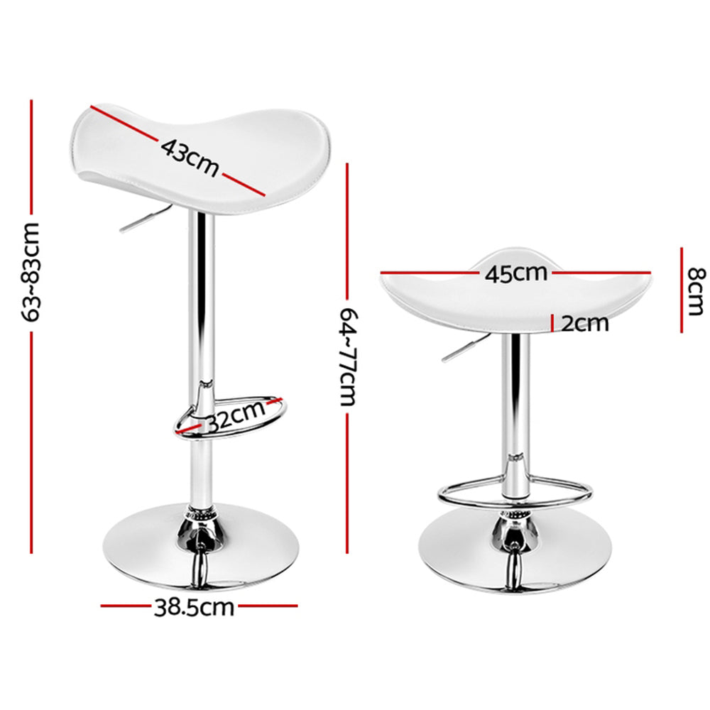 Marlook 4x Bar Stools Leather Gas Lift Chair White