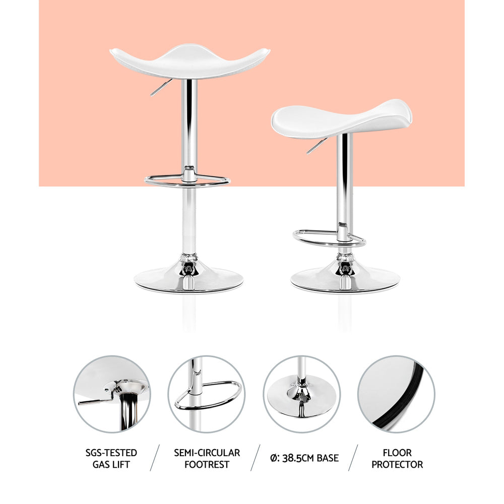 Marlook 4x Bar Stools Leather Gas Lift Chair White