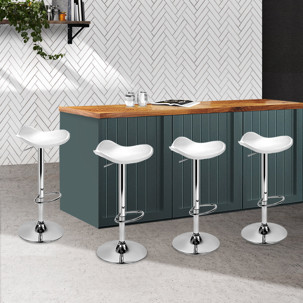 Marlook 4x Bar Stools Leather Gas Lift Chair White