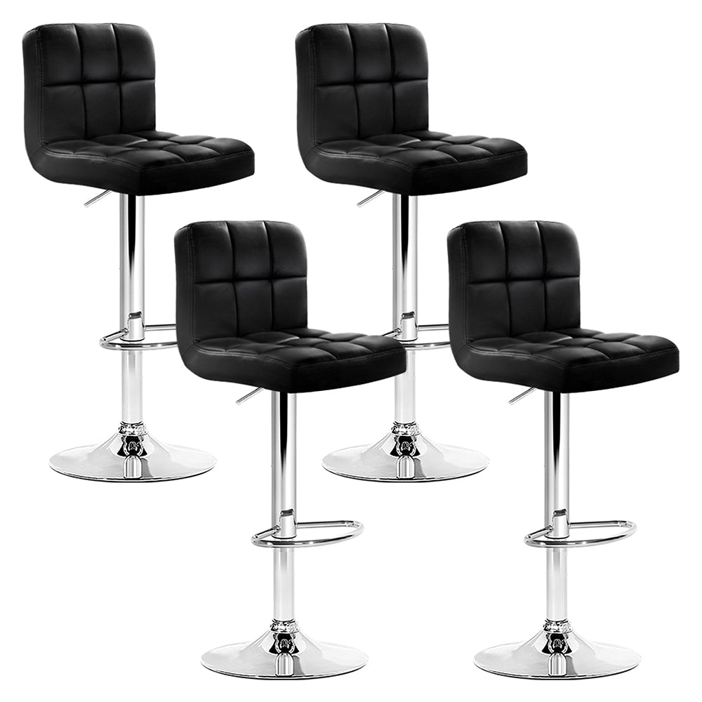 Marlook 4x Bar Stools Leather Gas Lift Black