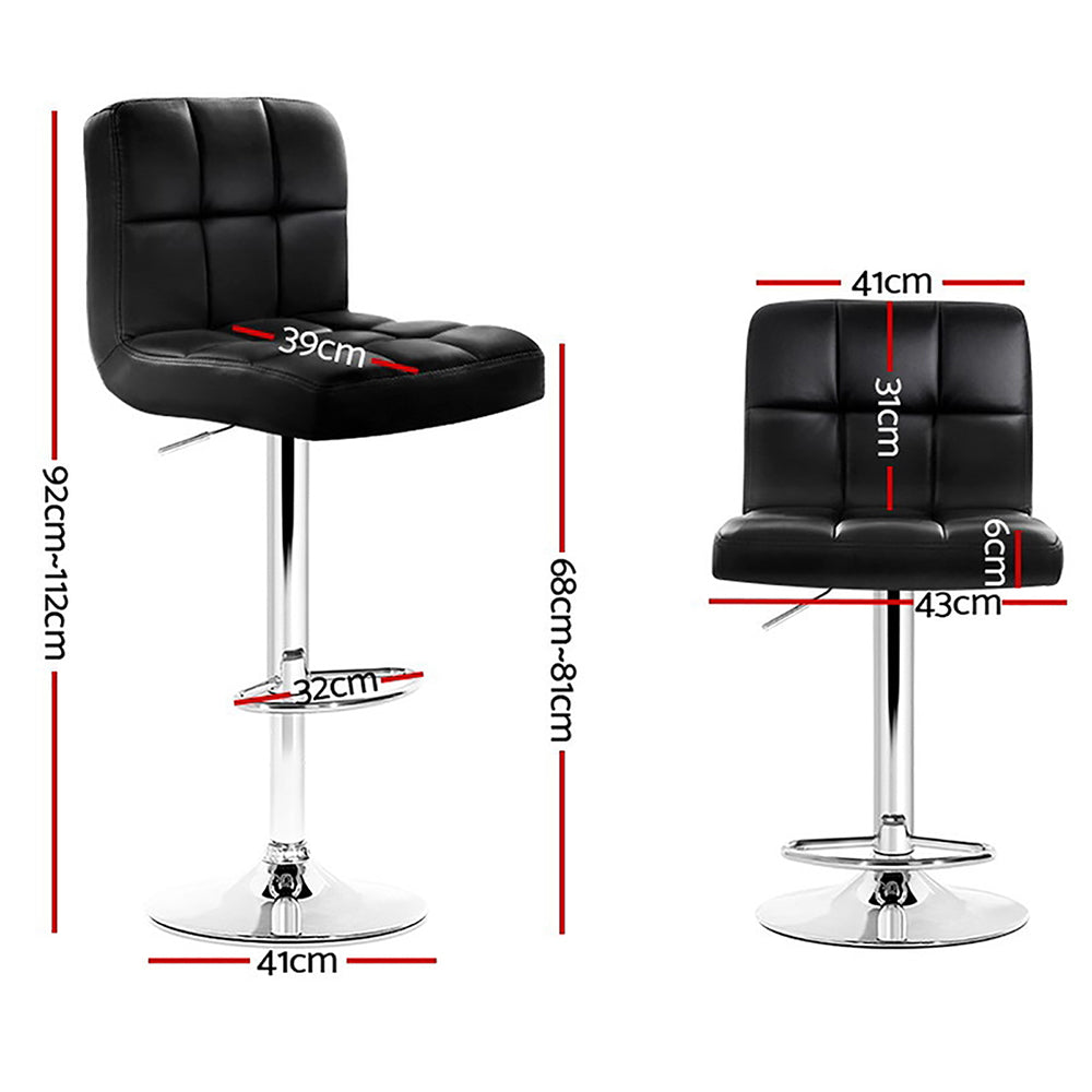 Marlook 4x Bar Stools Leather Gas Lift Black