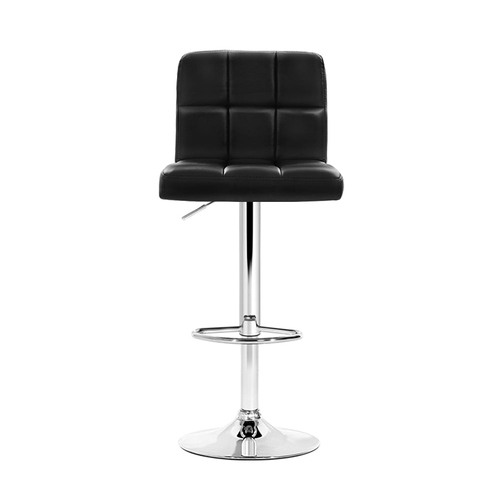 Marlook 4x Bar Stools Leather Gas Lift Black