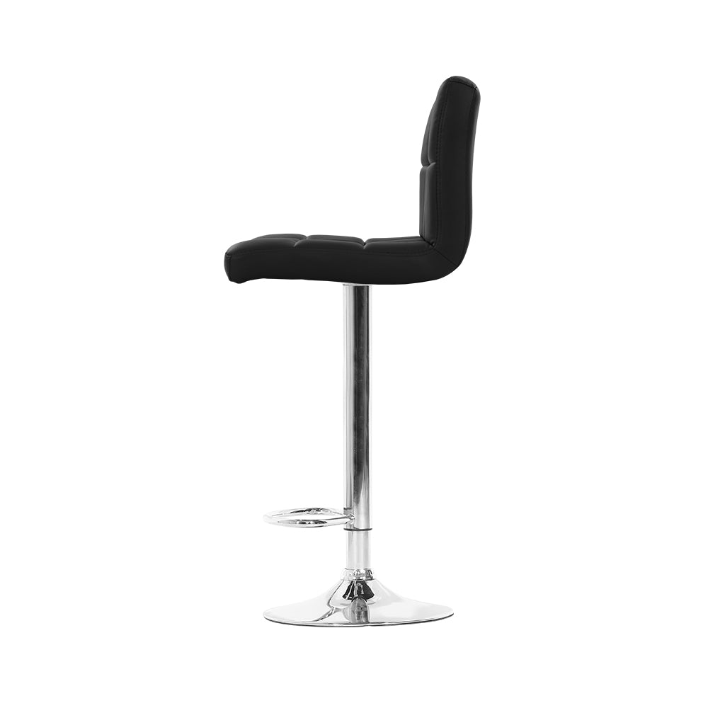 Marlook 4x Bar Stools Leather Gas Lift Black